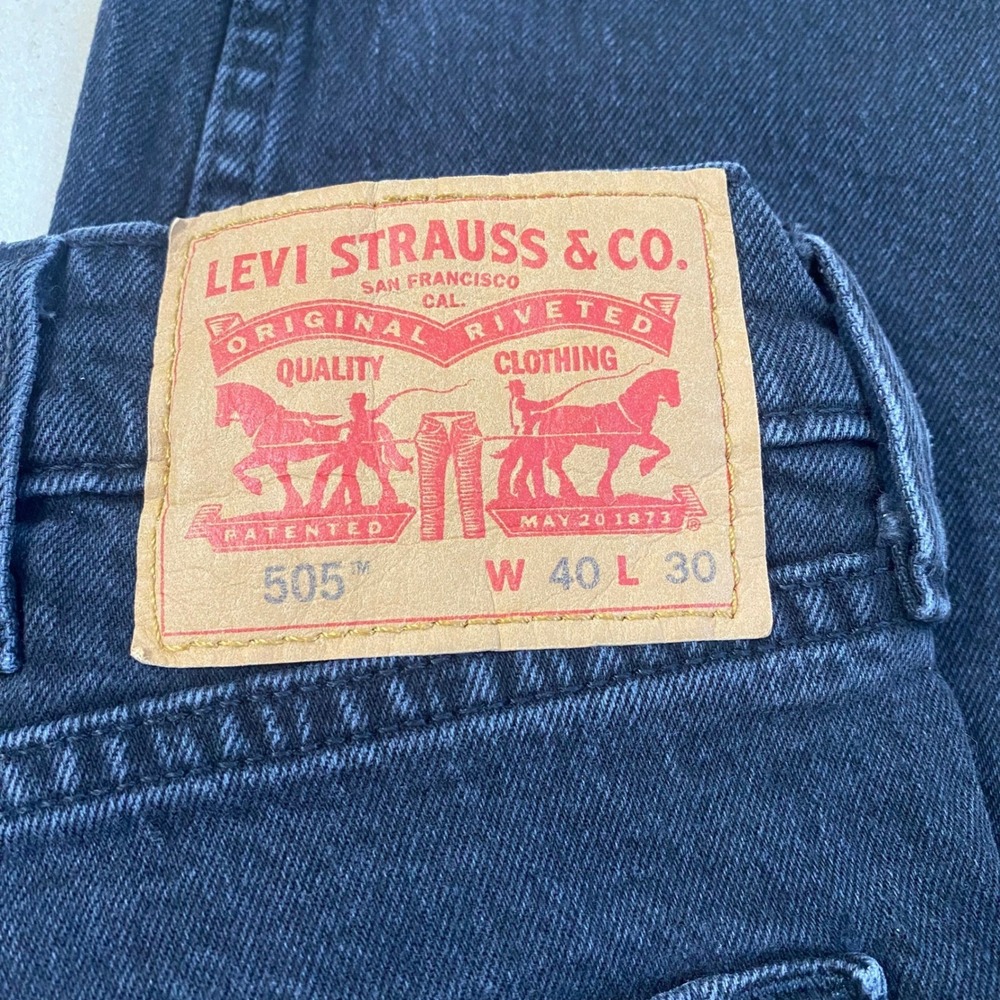 Levi Strauss Mens 505‎ Regular Fit Straight Leg Jeans Black Size 40x30 - Picture 9 of 9